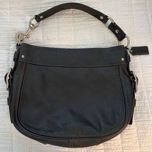 Black leather Coach Zoe Shoulder bag